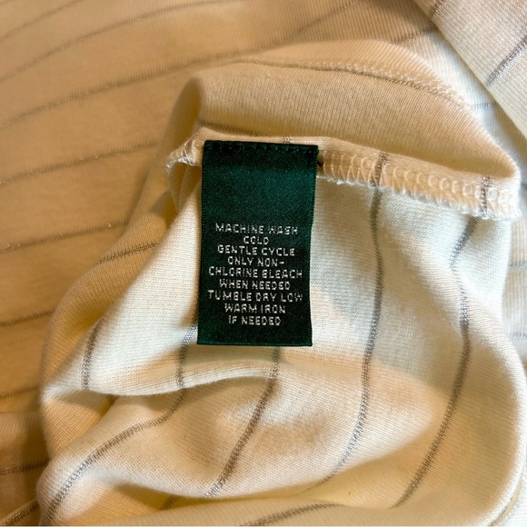 Ralph Lauren Women’s Cream and Metallic Silver Striped Top Sz M - Picture 5 of 5